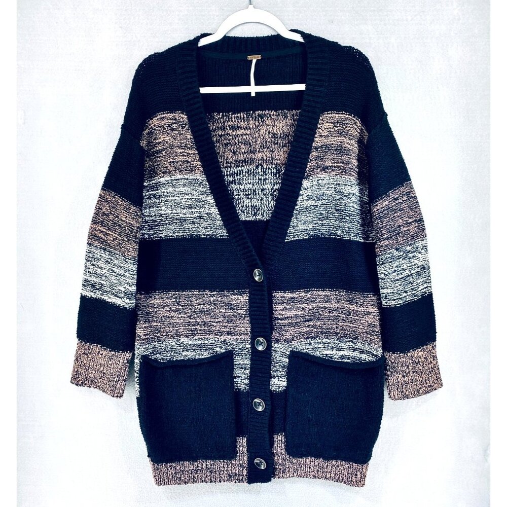 Free People Cardigan Sweater Womens XS Cotton Blend Oversized Boho Long